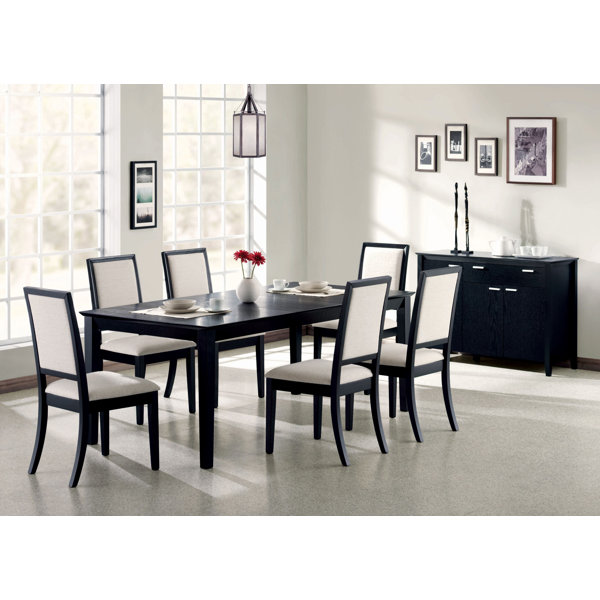 Hokku Designs Kaela Leaf Black Rectangular Dining Room Set | Wayfair